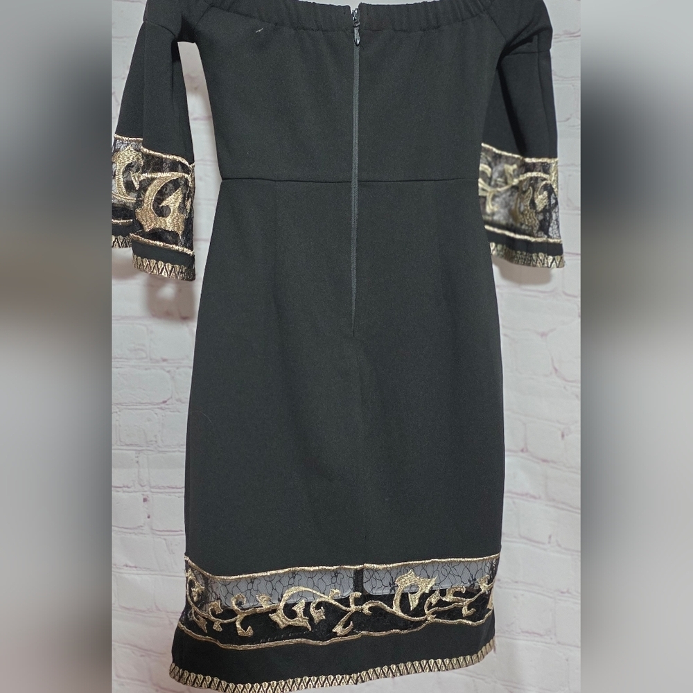 Soieblu Womens Sexy Gold Embroidery Date Night Dress Sz Medium New - Picture 7 of 7